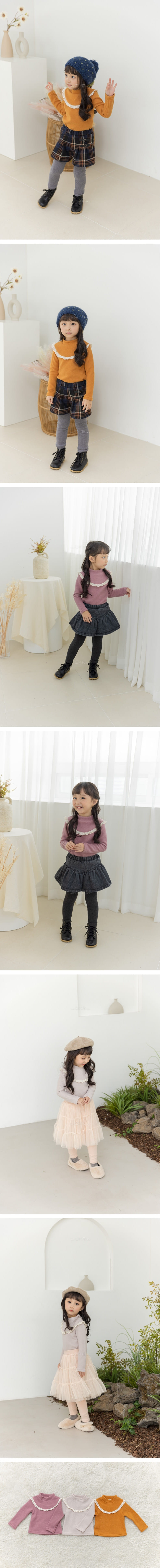 ORANGE MOM - Korean Children Fashion - #Kfashion4kids - Lace Turtleneck Tee