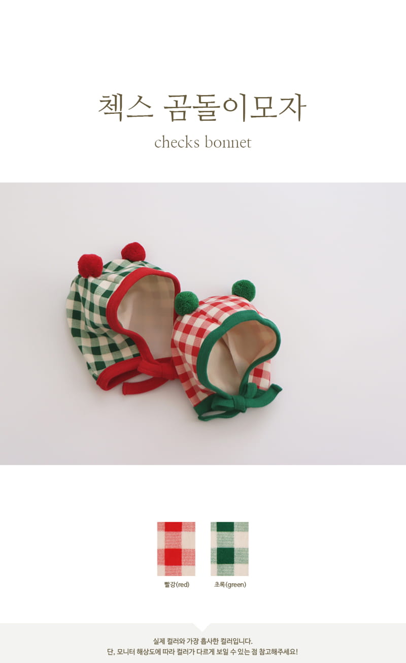 PEEKABOO - Korean Children Fashion - #Kfashion4kids - Checks Bear Bonnet