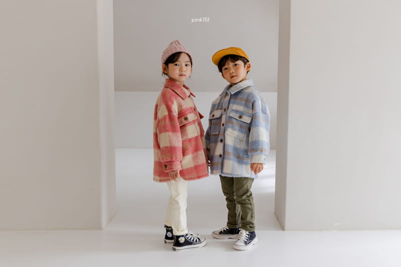 PINK151 - Korean Children Fashion - #Kfashion4kids - Check Long Jacket