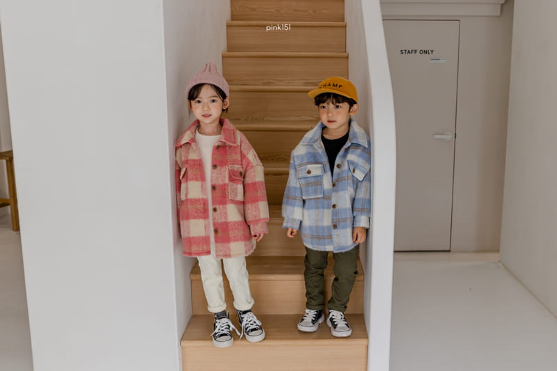 PINK151 - Korean Children Fashion - #Kfashion4kids - Check Long Jacket - 10