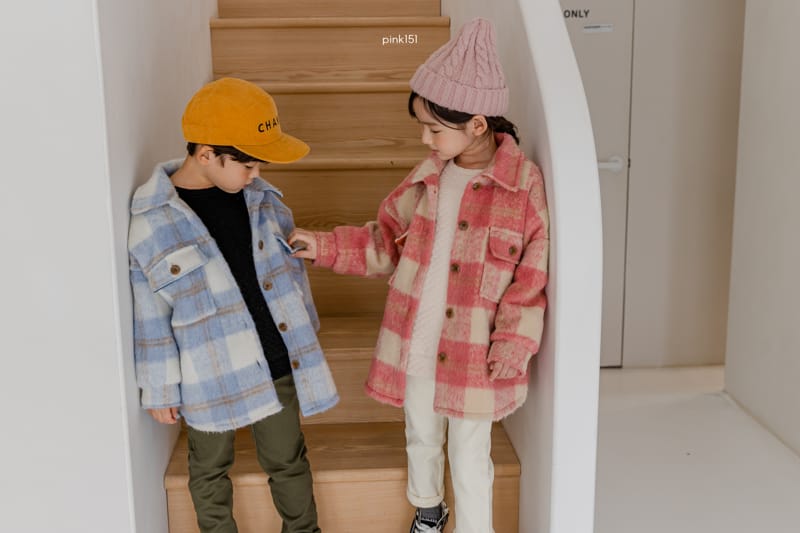 PINK151 - Korean Children Fashion - #Kfashion4kids - Check Long Jacket - 12