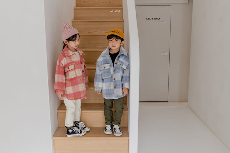 PINK151 - Korean Children Fashion - #Kfashion4kids - Check Long Jacket - 9