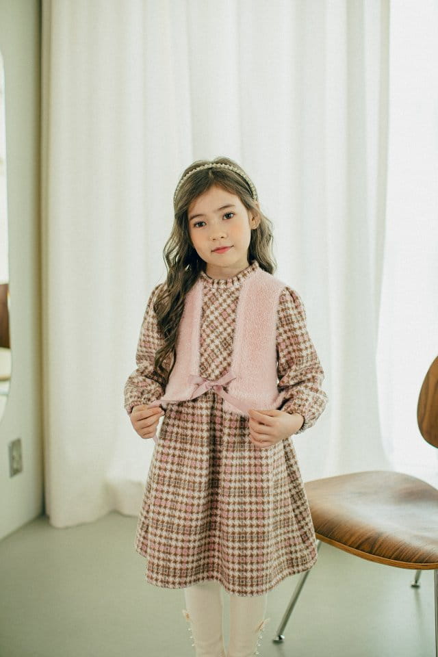 PUDDING - Korean Children Fashion - #Kfashion4kids - Check Vest One-piece