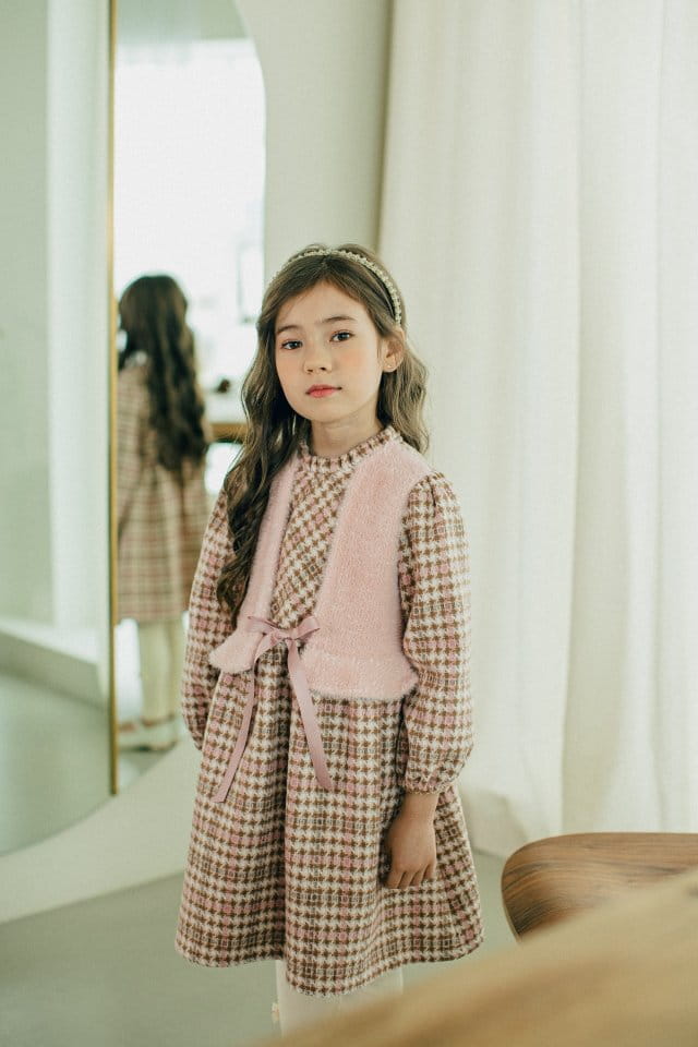 PUDDING - Korean Children Fashion - #Kfashion4kids - Check Vest One-piece - 2