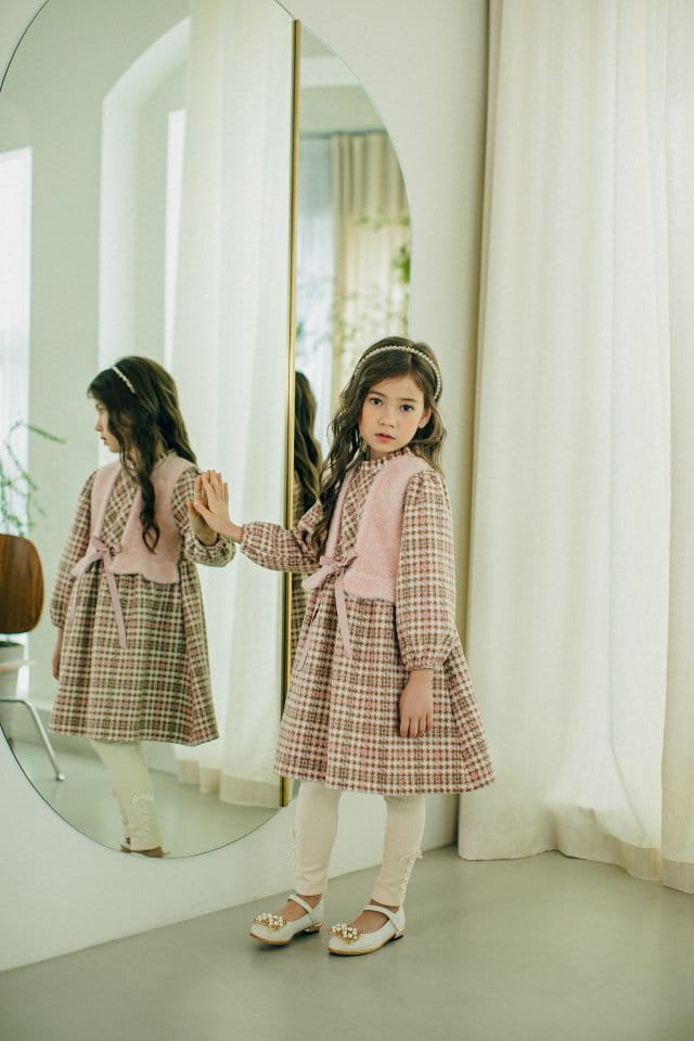 PUDDING - Korean Children Fashion - #Kfashion4kids - Check Vest One-piece - 3