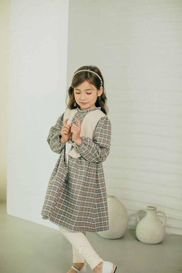 PUDDING - Korean Children Fashion - #Kfashion4kids - Check Vest One-piece - 6