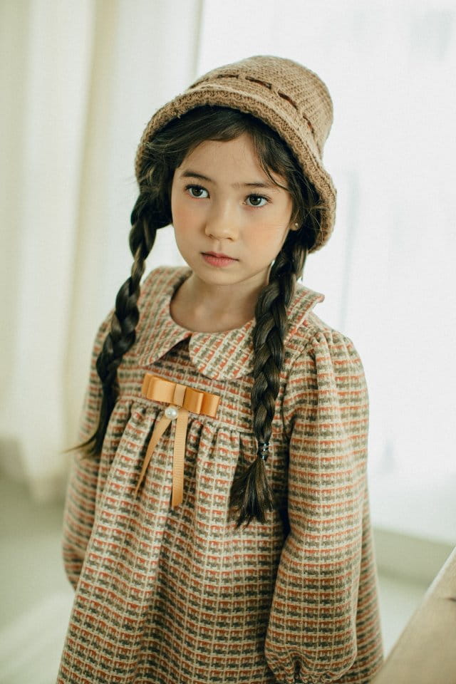 PUDDING - Korean Children Fashion - #Kfashion4kids - Check Collar One-piece