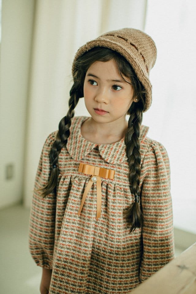 PUDDING - Korean Children Fashion - #Kfashion4kids - Check Collar One-piece - 2