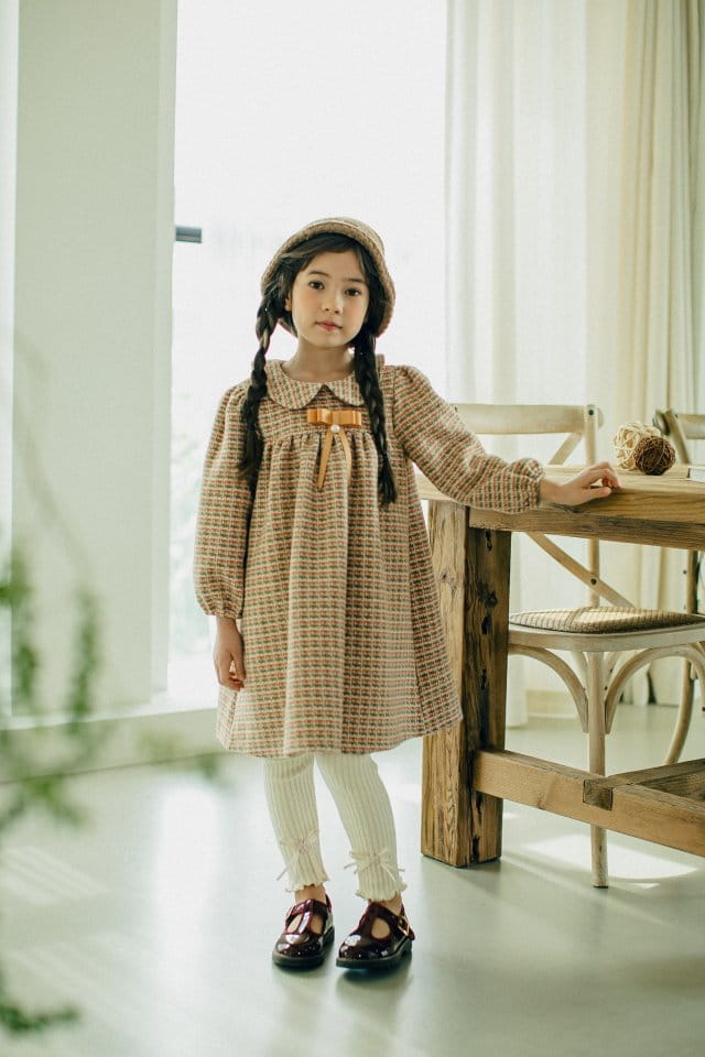 PUDDING - Korean Children Fashion - #Kfashion4kids - Check Collar One-piece - 3
