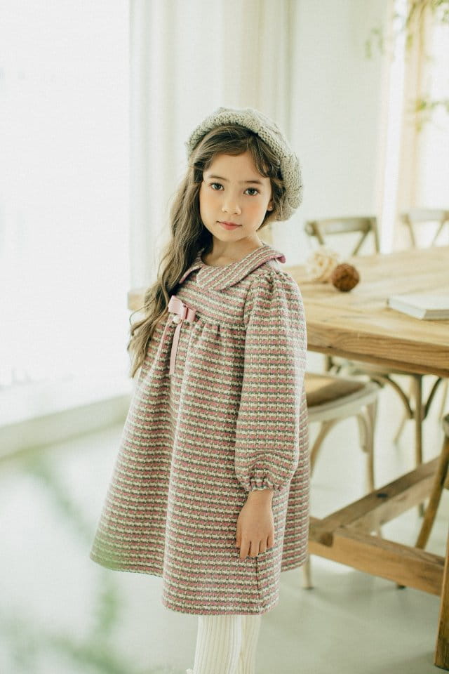 PUDDING - Korean Children Fashion - #Kfashion4kids - Check Collar One-piece - 5