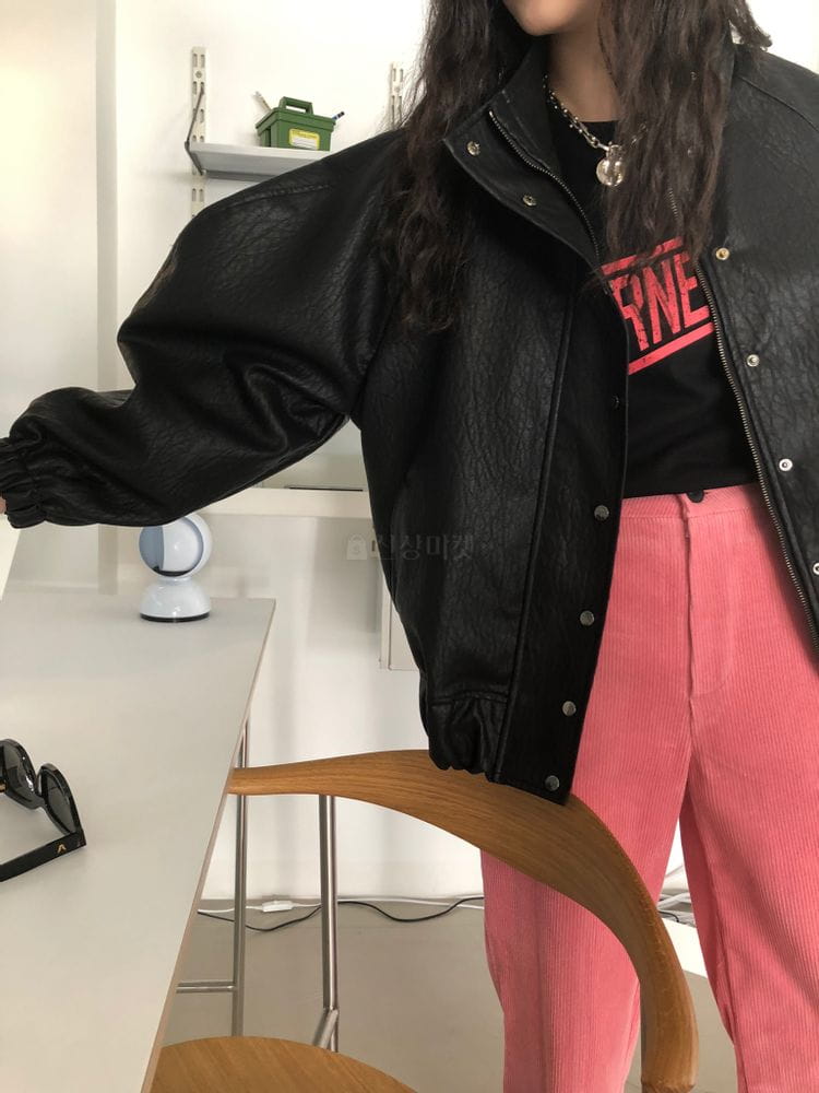 REPELLER - Korean Children Fashion - #Kfashion4kids - High Neck Leather Jacket - 2