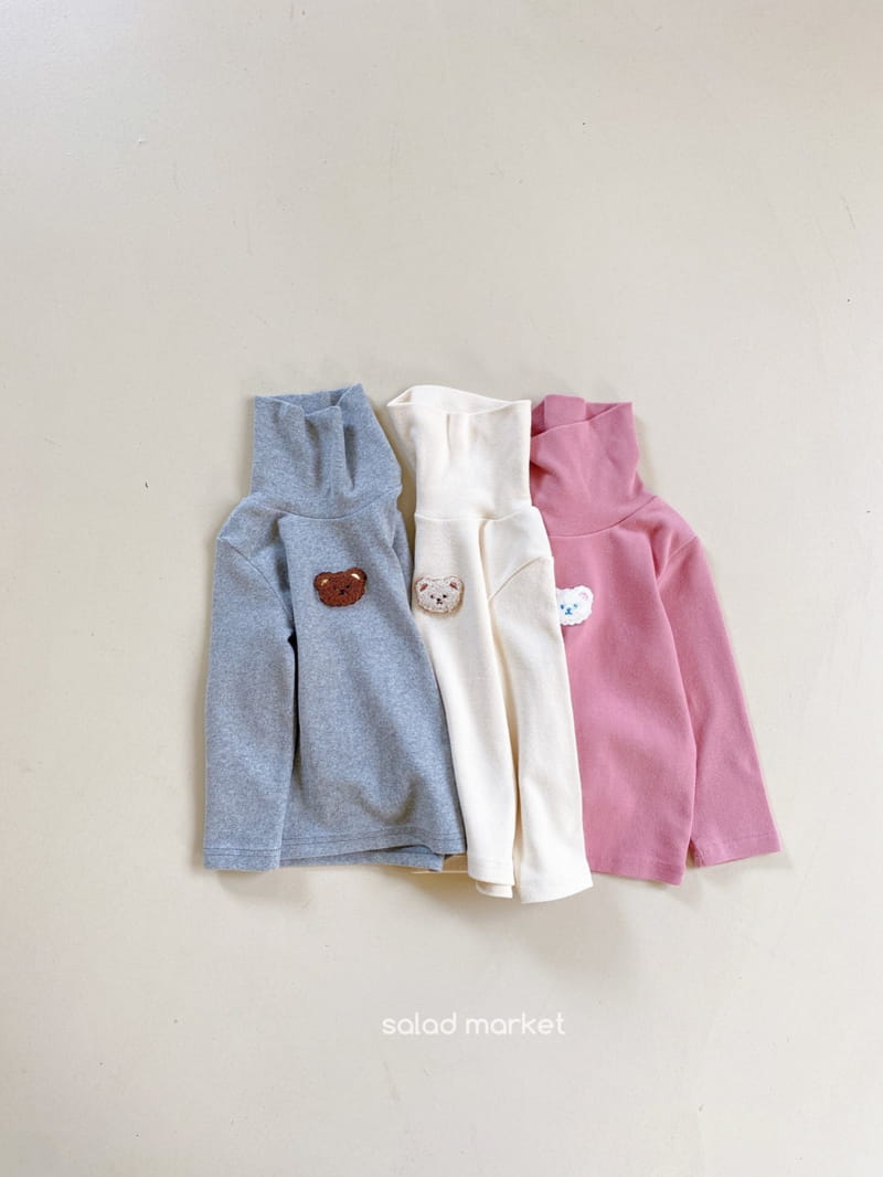 SALAD MARKET - Korean Children Fashion - #Kfashion4kids - Bear Turtleneck Tee