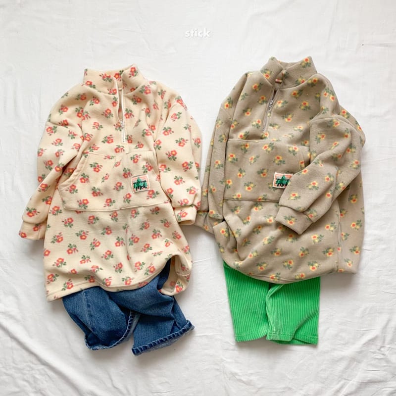 STICK - Korean Children Fashion - #Kfashion4kids - Flower Fleece One-piece