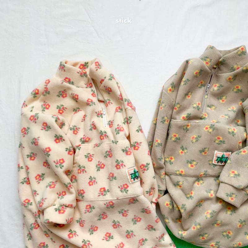 STICK - Korean Children Fashion - #Kfashion4kids - Flower Fleece One-piece - 2