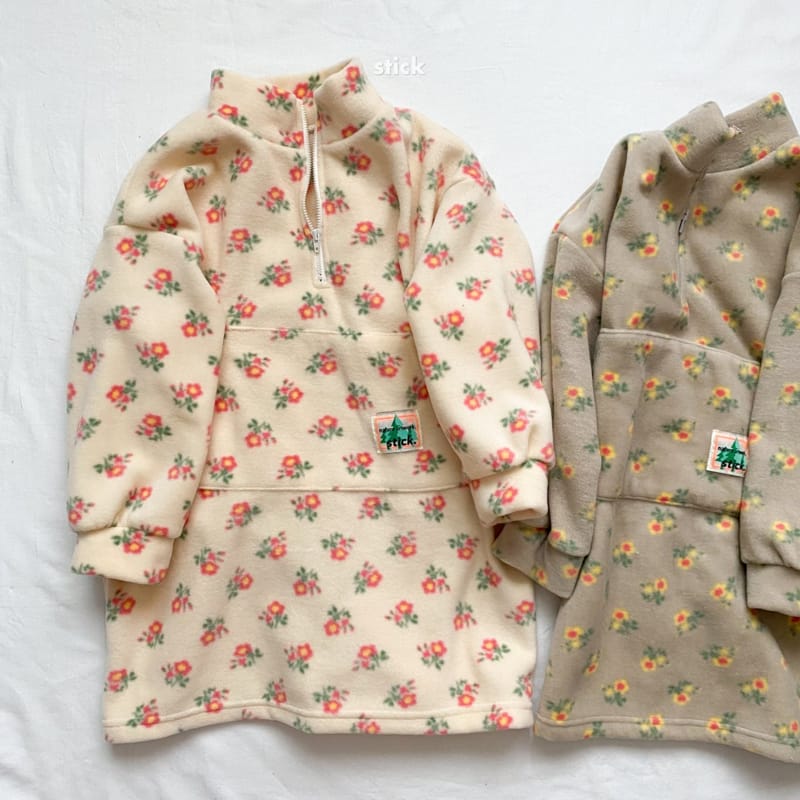 STICK - Korean Children Fashion - #Kfashion4kids - Flower Fleece One-piece - 3