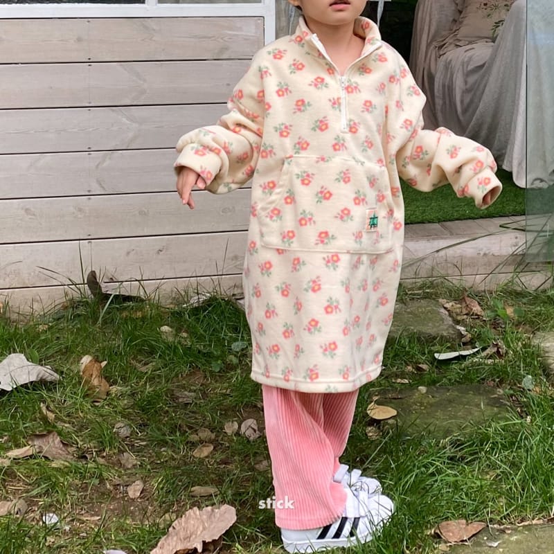 STICK - Korean Children Fashion - #Kfashion4kids - Flower Fleece One-piece - 7