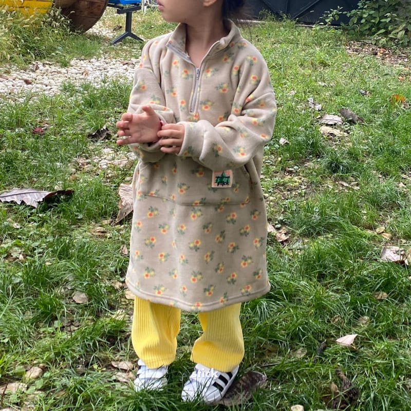 STICK - Korean Children Fashion - #Kfashion4kids - Flower Fleece One-piece - 8