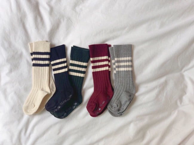 TEAMAND - Korean Children Fashion - #Kfashion4kids - 3 Stripes Rib Knee Socks - 5