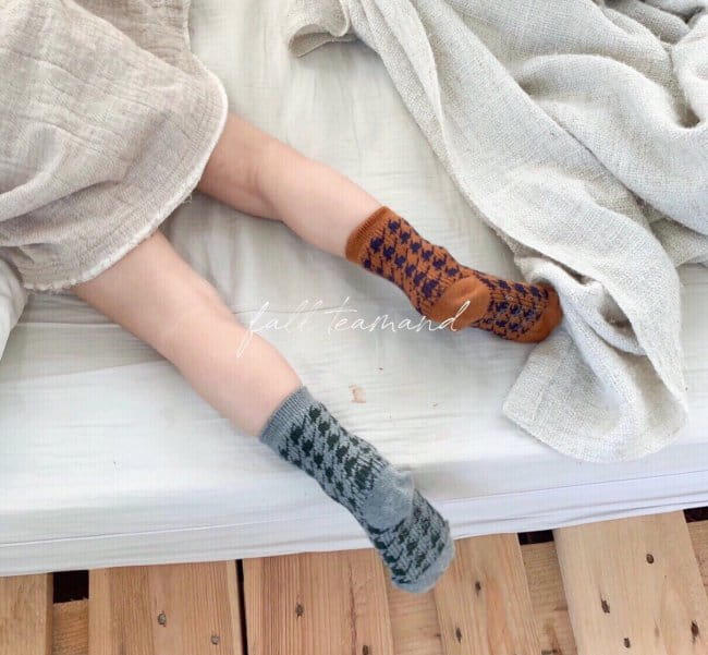TEAMAND - Korean Children Fashion - #Kfashion4kids - Hound Tooth Check Socks [set of 3]