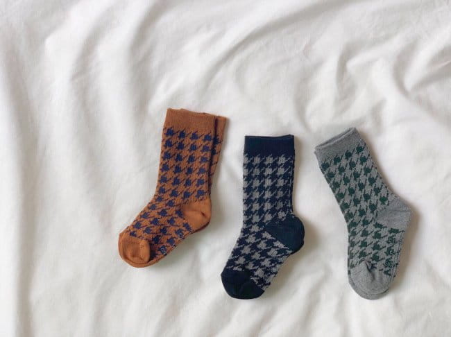 TEAMAND - Korean Children Fashion - #Kfashion4kids - Hound Tooth Check Socks [set of 3] - 11