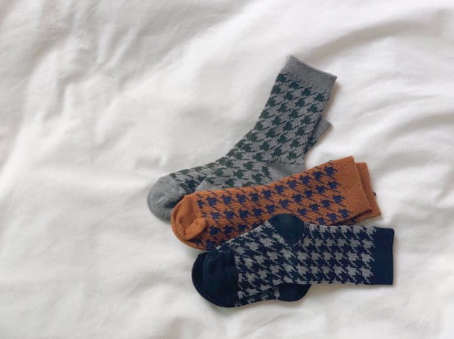 TEAMAND - Korean Children Fashion - #Kfashion4kids - Hound Tooth Check Socks [set of 3] - 12