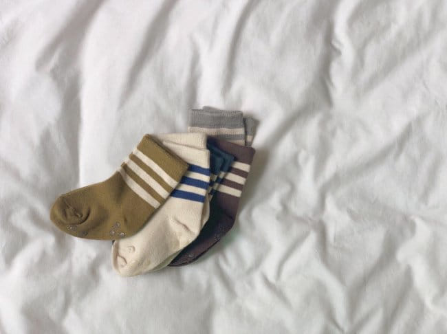 TEAMAND - Korean Children Fashion - #Kfashion4kids - Dark 3 Stripes Socks [set of 5] - 5