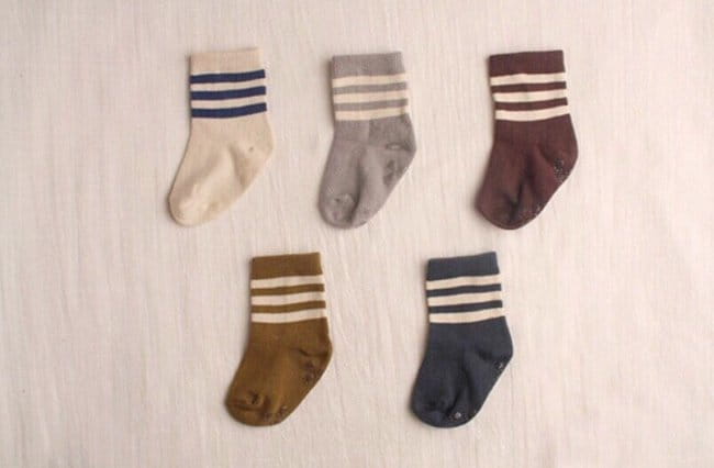 TEAMAND - Korean Children Fashion - #Kfashion4kids - Dark 3 Stripes Socks [set of 5] - 6