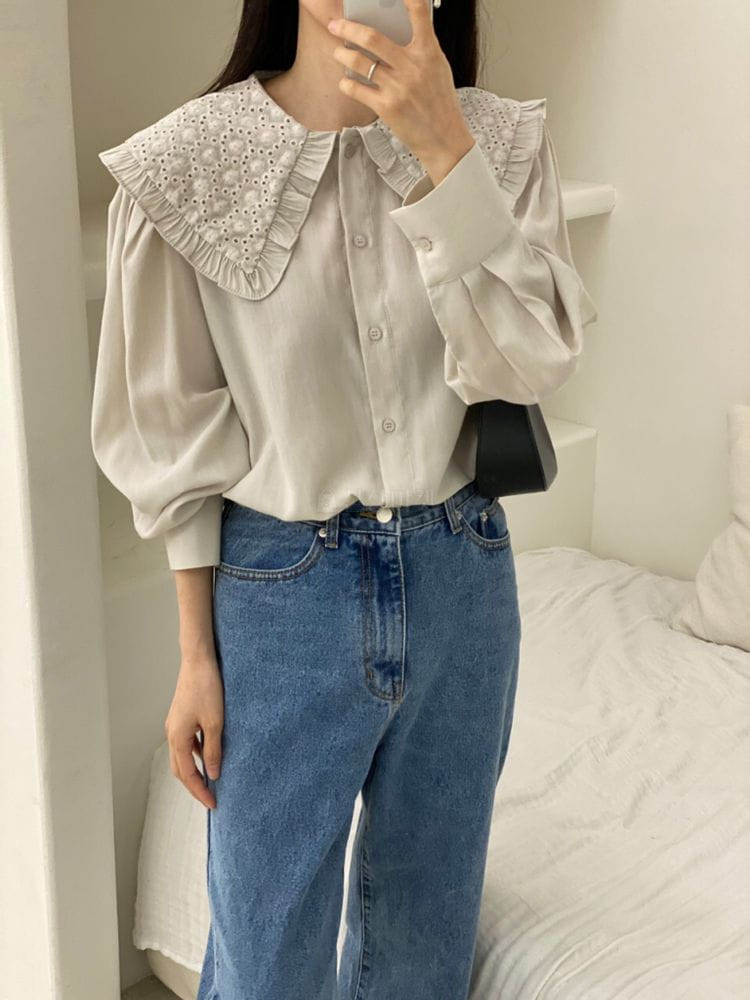 TERRACE - Korean Children Fashion - #Kfashion4kids - Lace Collar Blouse - 4