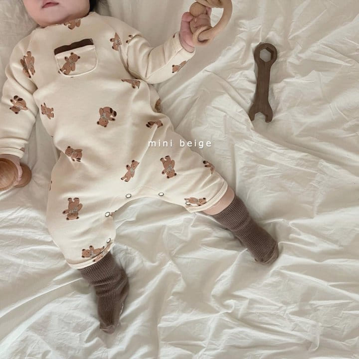 THE BEIGE - Korean Children Fashion - #Kfashion4kids - Bear Paint Pocket Bodysuit 