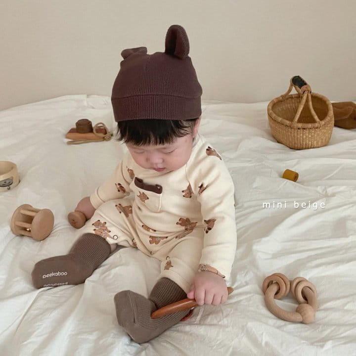 THE BEIGE - Korean Children Fashion - #Kfashion4kids - Bear Paint Pocket Bodysuit  - 10