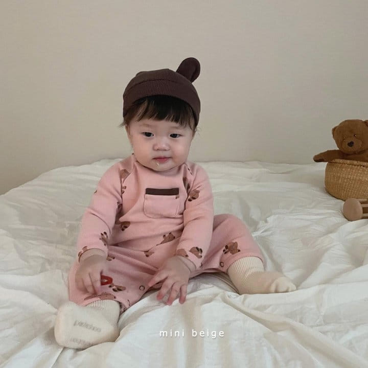 THE BEIGE - Korean Children Fashion - #Kfashion4kids - Bear Paint Pocket Bodysuit  - 11