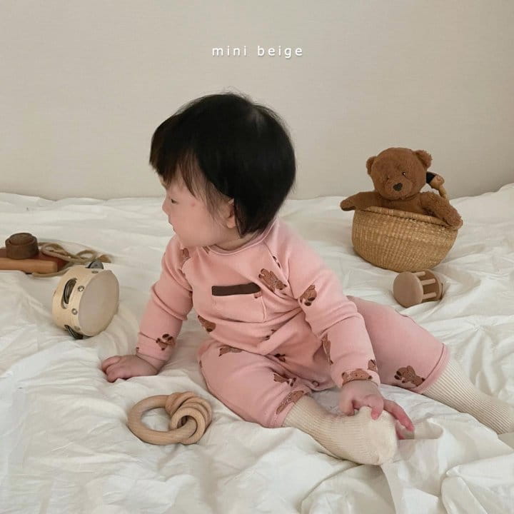 THE BEIGE - Korean Children Fashion - #Kfashion4kids - Bear Paint Pocket Bodysuit  - 12