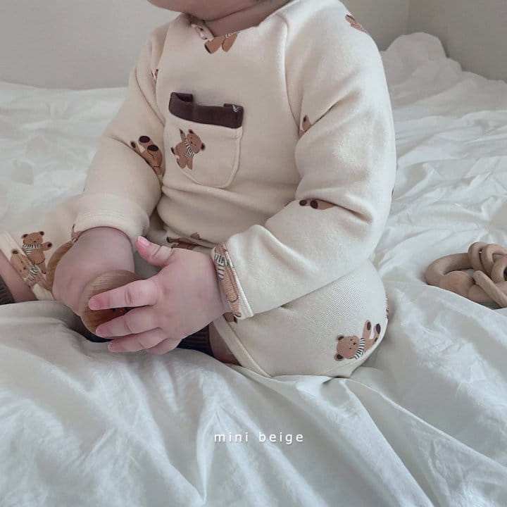 THE BEIGE - Korean Children Fashion - #Kfashion4kids - Bear Paint Pocket Bodysuit  - 2