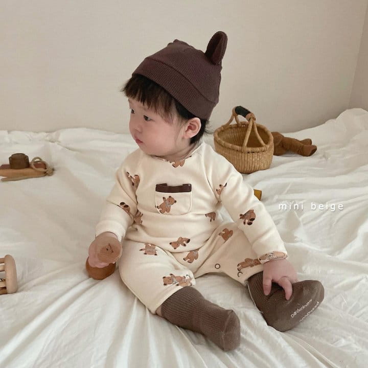 THE BEIGE - Korean Children Fashion - #Kfashion4kids - Bear Paint Pocket Bodysuit  - 4