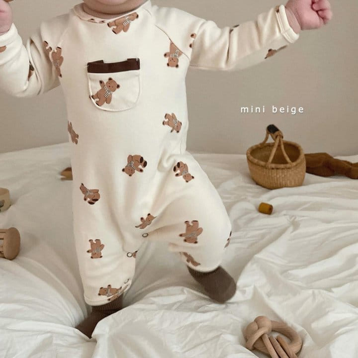 THE BEIGE - Korean Children Fashion - #Kfashion4kids - Bear Paint Pocket Bodysuit  - 5