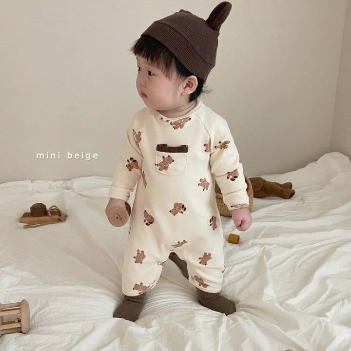 THE BEIGE - Korean Children Fashion - #Kfashion4kids - Bear Paint Pocket Bodysuit  - 6