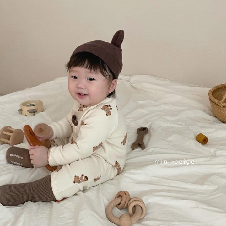THE BEIGE - Korean Children Fashion - #Kfashion4kids - Bear Paint Pocket Bodysuit  - 9