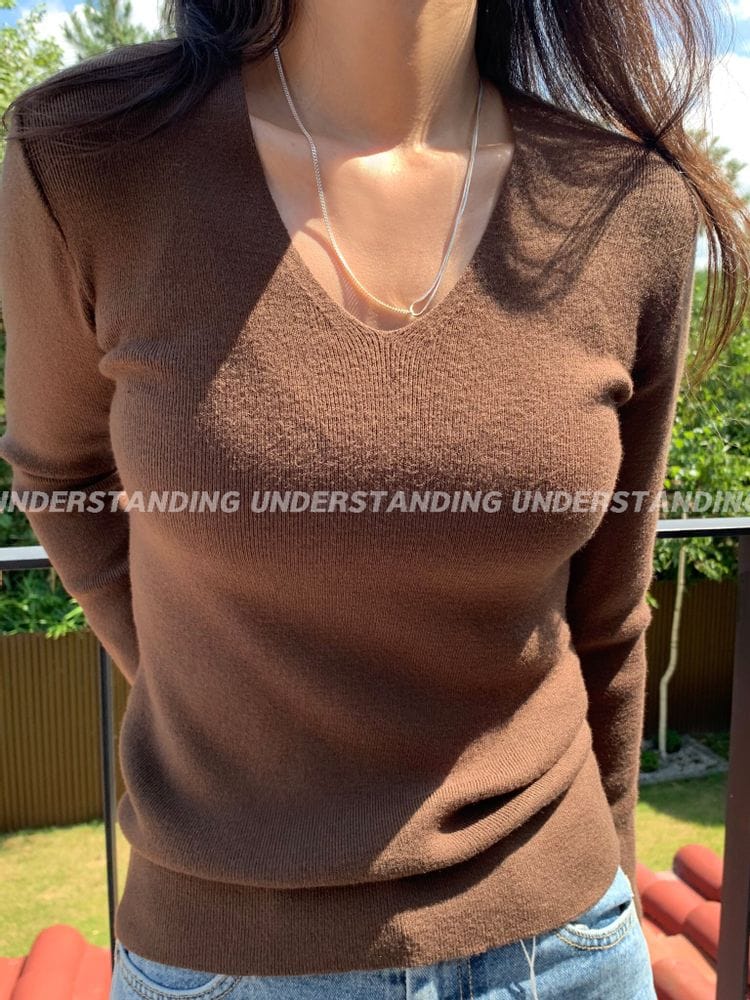 UNDERSTANDING - Korean Children Fashion - #Kfashion4kids - Deep V Neck Knit - 2