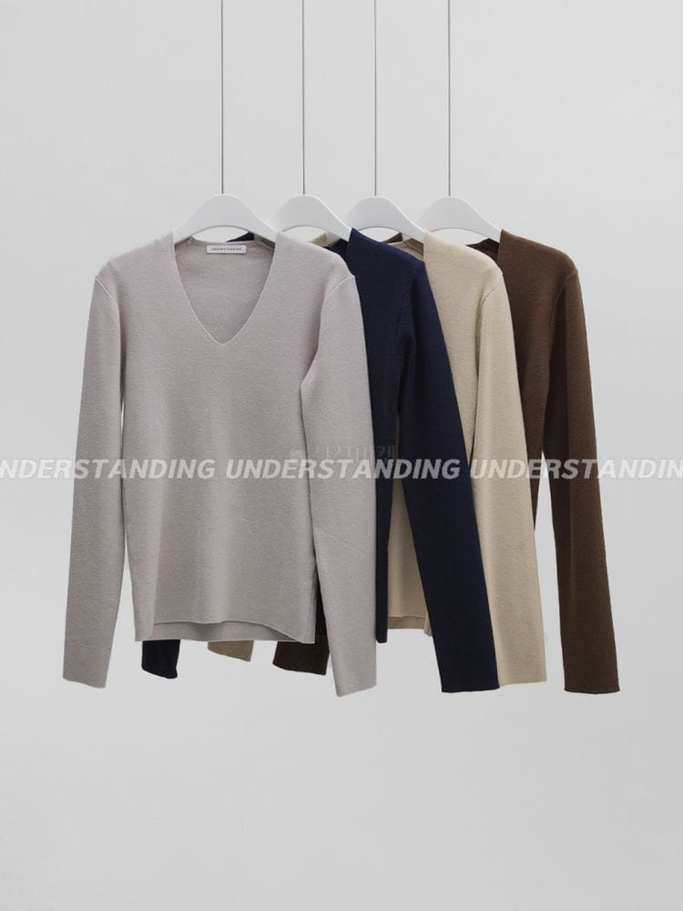 UNDERSTANDING - Korean Children Fashion - #Kfashion4kids - Deep V Neck Knit - 3