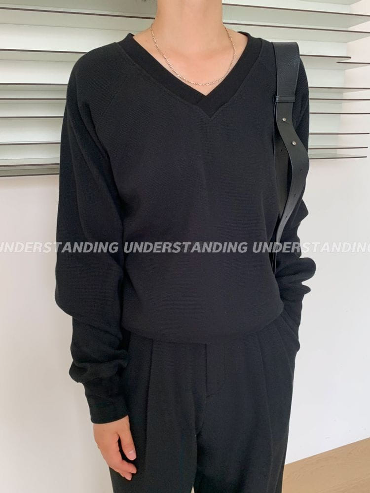 UNDERSTANDING - Korean Children Fashion - #Kfashion4kids - Waffle V neck Sweatshirt