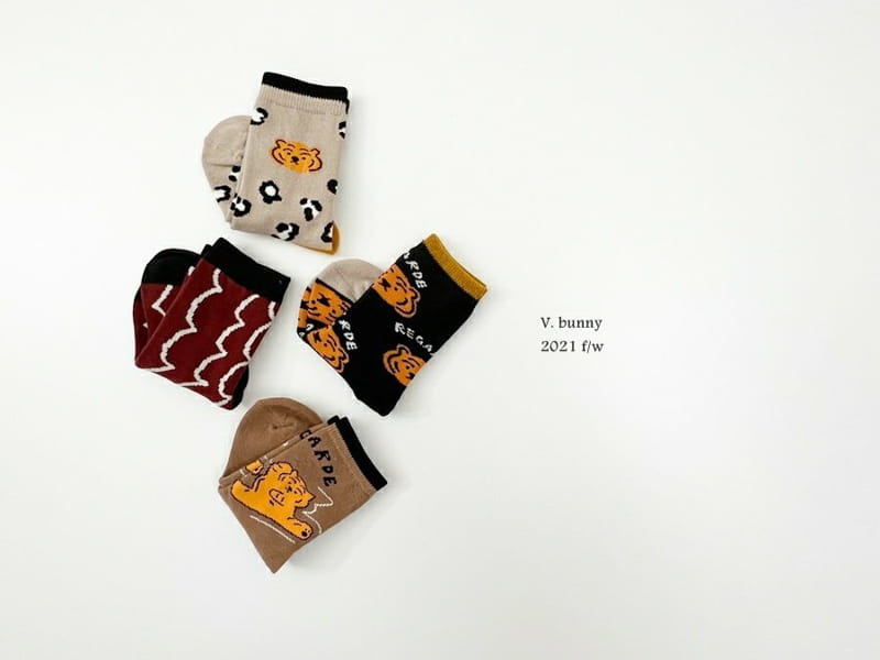 V BUNNY - Korean Children Fashion - #Kfashion4kids - Tiger Socks [set of 4]