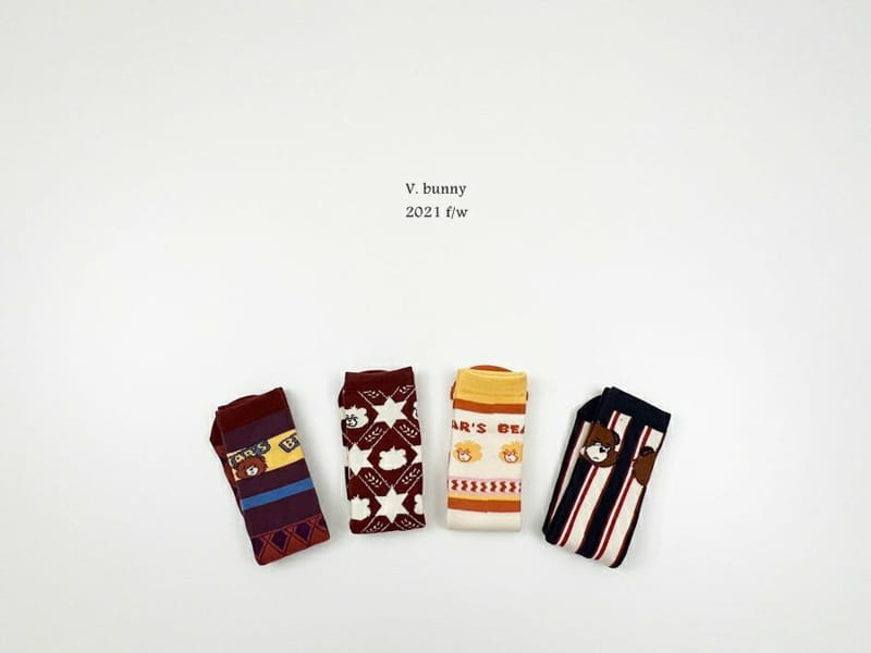 V BUNNY - Korean Children Fashion - #Kfashion4kids - Bear Socks [set of 4]