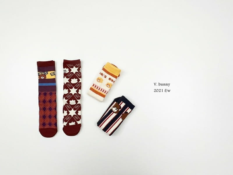 V BUNNY - Korean Children Fashion - #Kfashion4kids - Bear Socks [set of 4] - 12