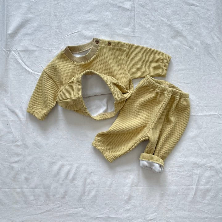 WOODIE - Korean Children Fashion - #Kfashion4kids - Wafflet Top Bottom Set