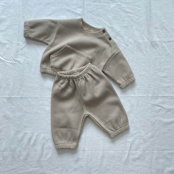 WOODIE - Korean Children Fashion - #Kfashion4kids - Wafflet Top Bottom Set - 3