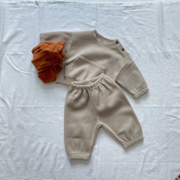 WOODIE - Korean Children Fashion - #Kfashion4kids - Wafflet Top Bottom Set - 4