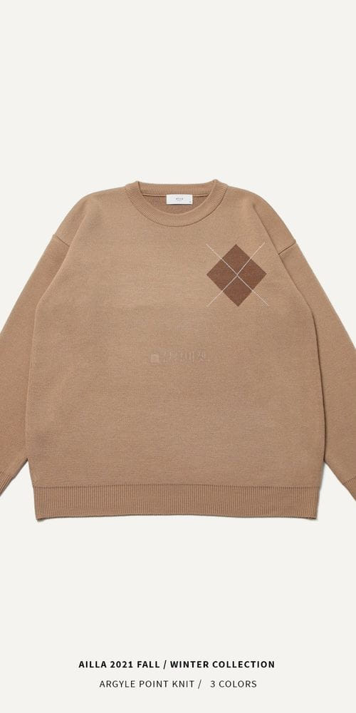 AILLA - Korean Children Fashion - #Kfashion4kids - Argyle Point Round Knit Tee - 2