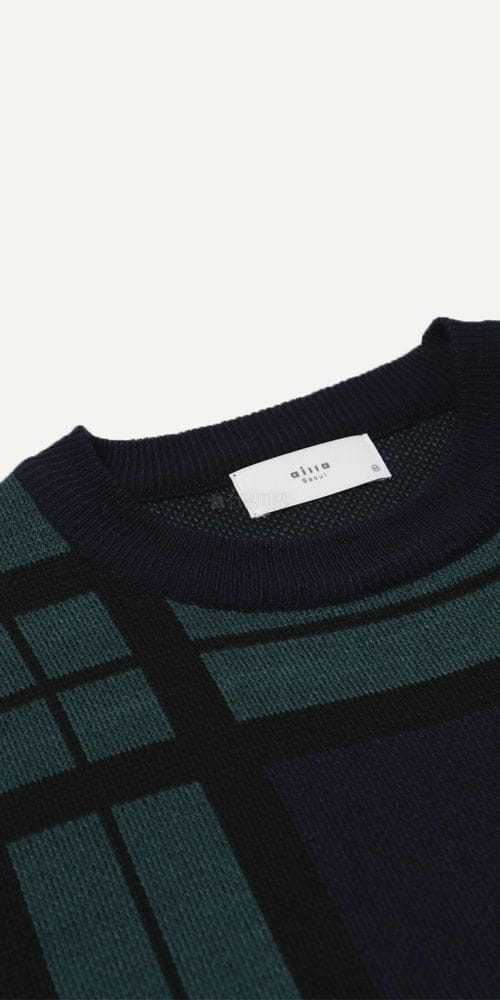 AILLA - Korean Children Fashion - #Kfashion4kids - Square Check Round Knit Tee