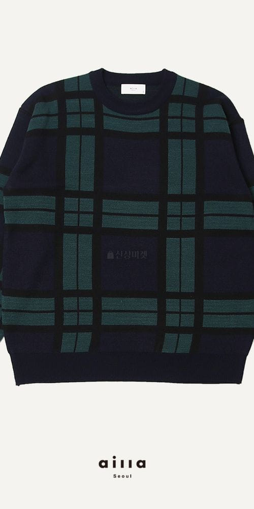 AILLA - Korean Children Fashion - #Kfashion4kids - Square Check Round Knit Tee - 2