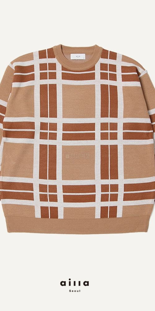 AILLA - Korean Children Fashion - #Kfashion4kids - Square Check Round Knit Tee - 3